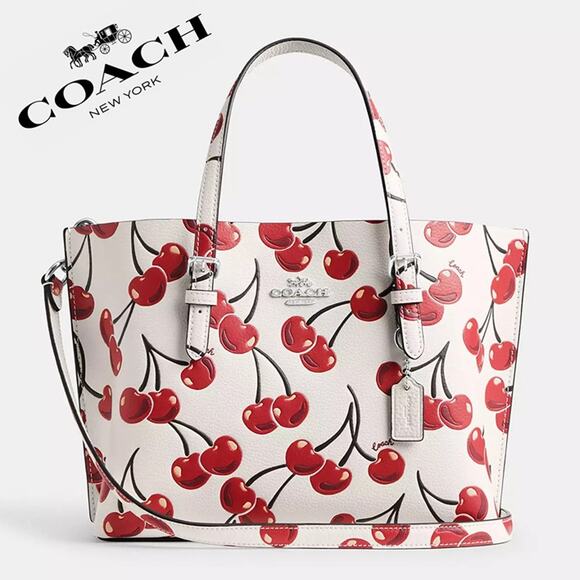 🍒Coach Mollie Tote Bag 25 With Cherry Print - Picture 1 of 9